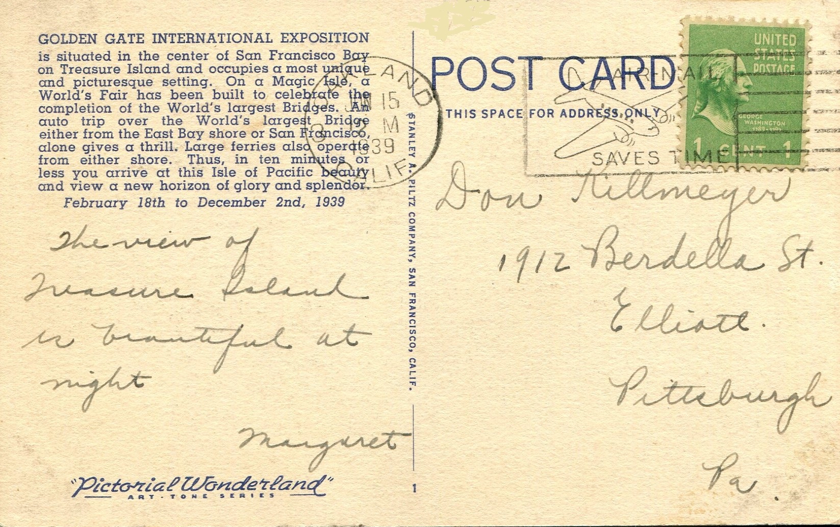 1939 Address | Postcard History